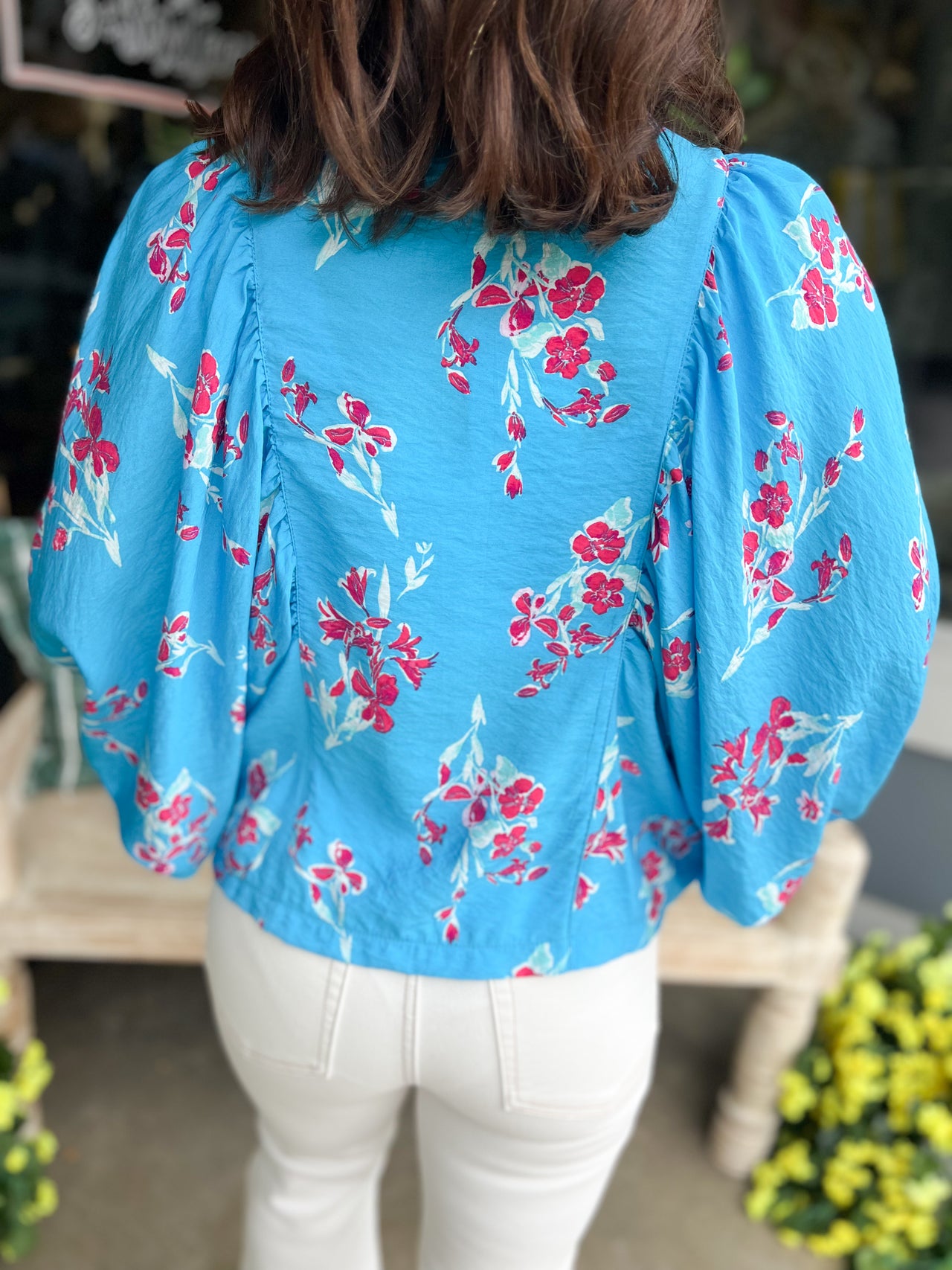FLORAL DOLMAN SLEEVE BLOUSE