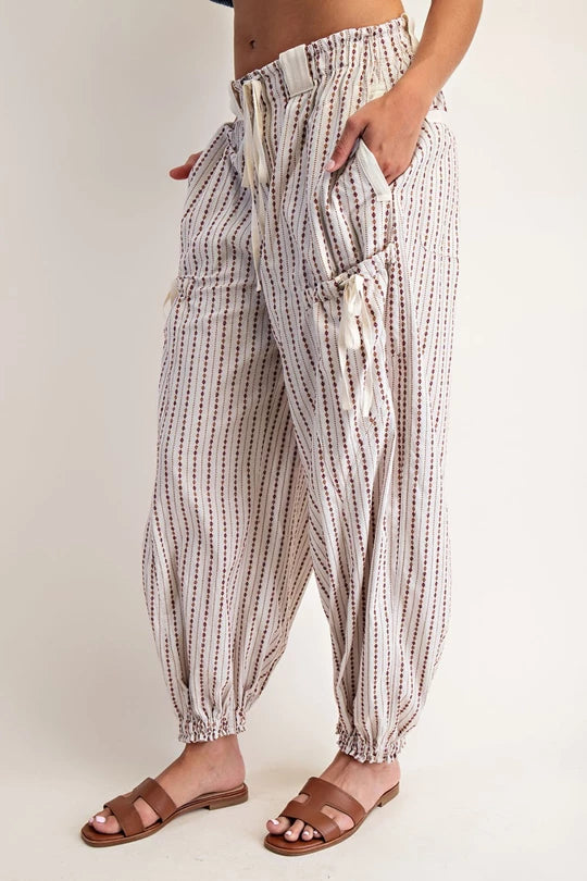 Diamond Striped Ivory Bottoms