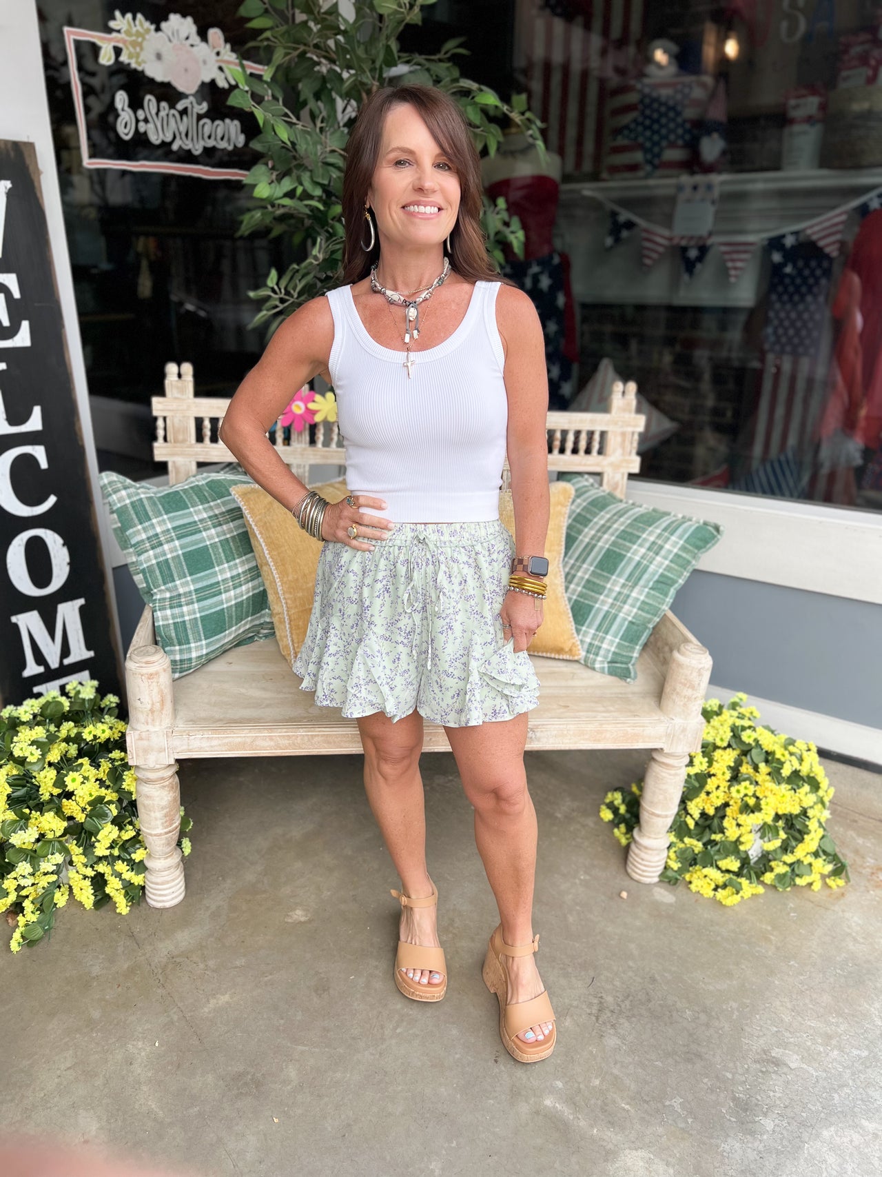 Mint Floral Skort