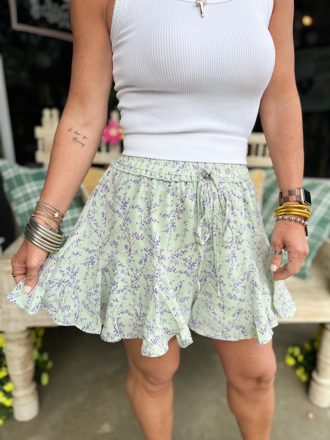 Mint Floral Skort