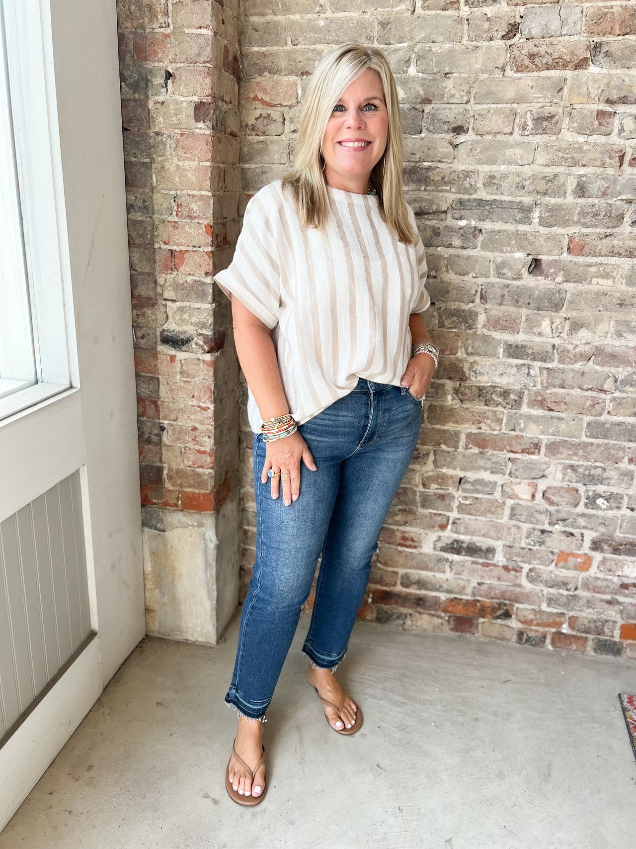 Striped Round Neck Top