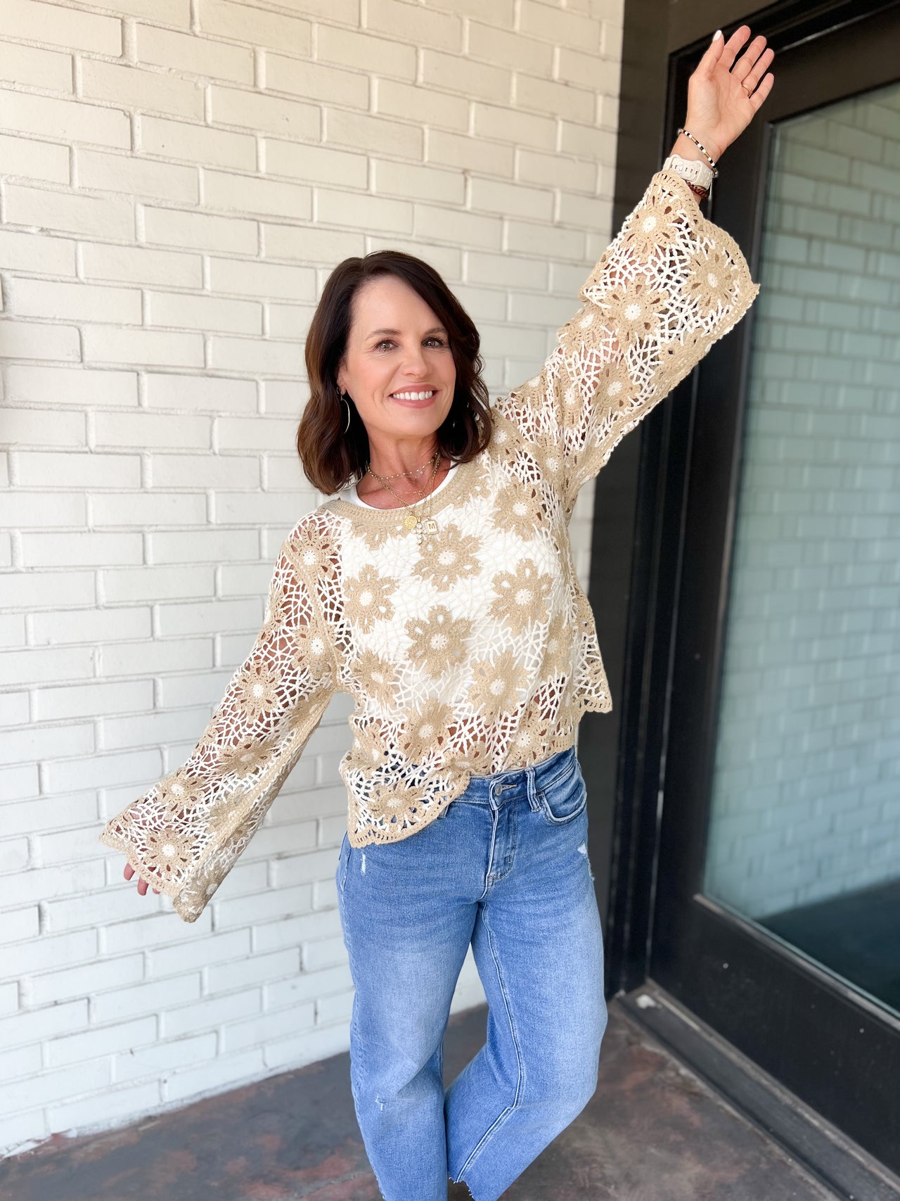 Flower Crochet Knit Top