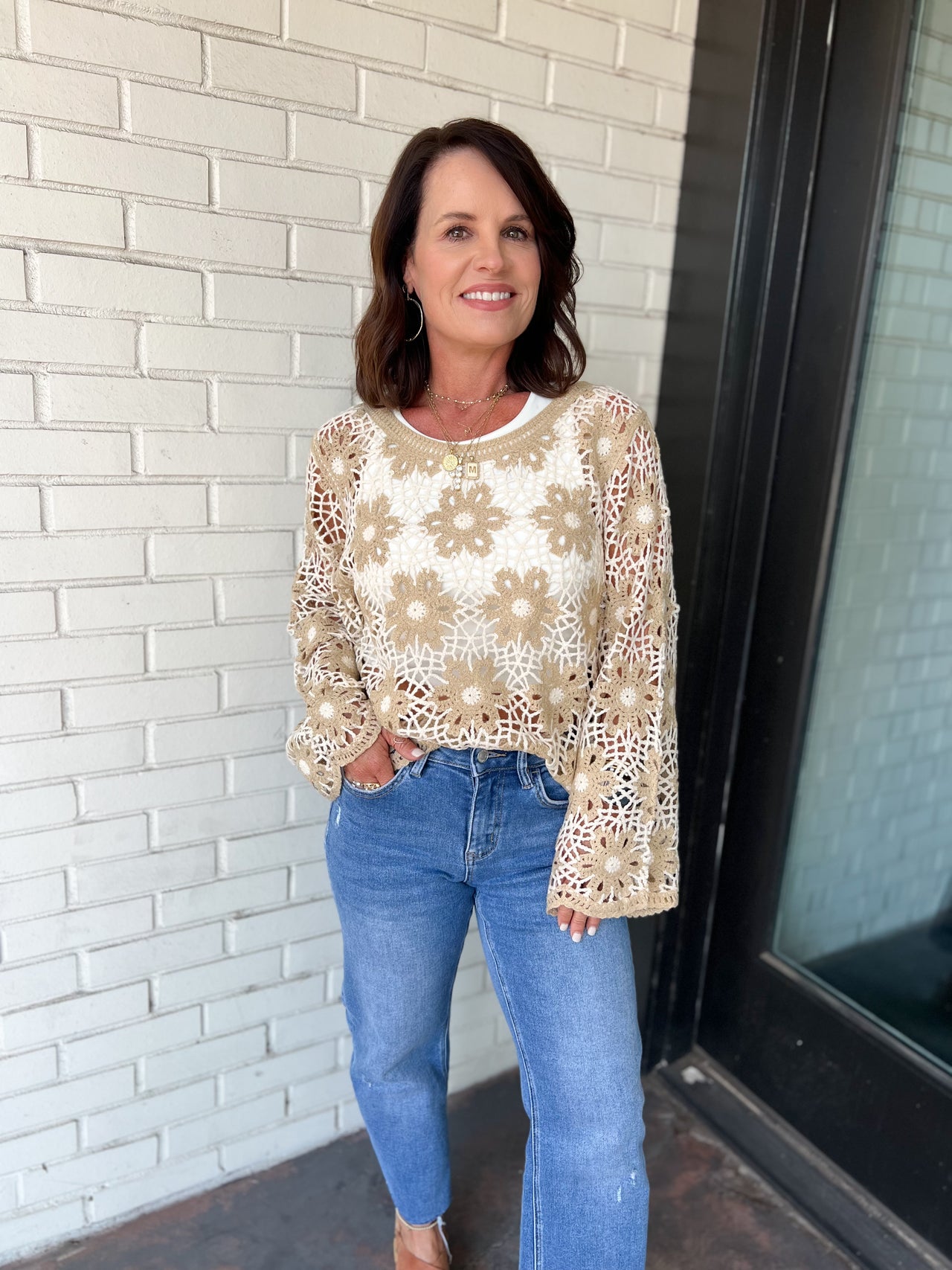 Flower Crochet Knit Top