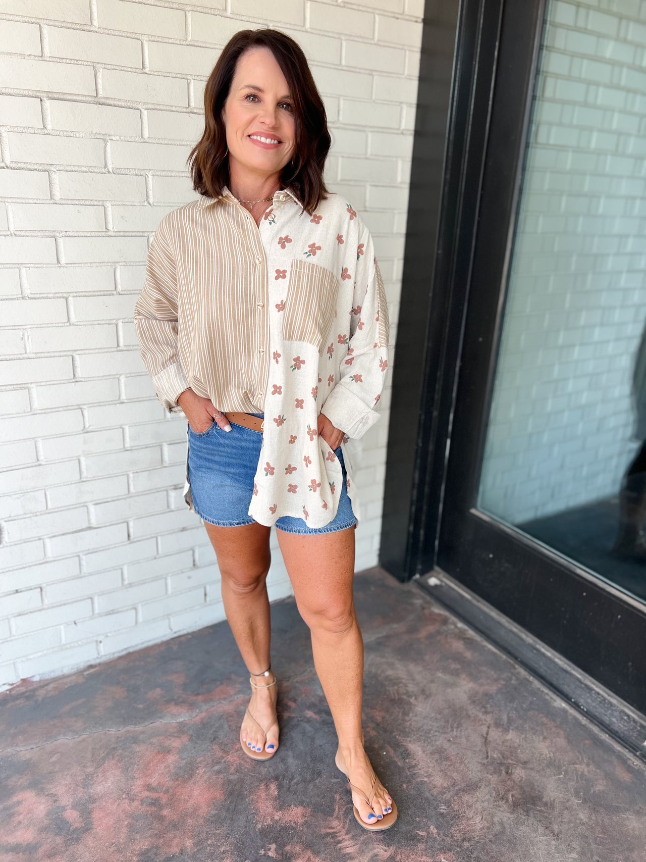 Floral/Stripe mix Top