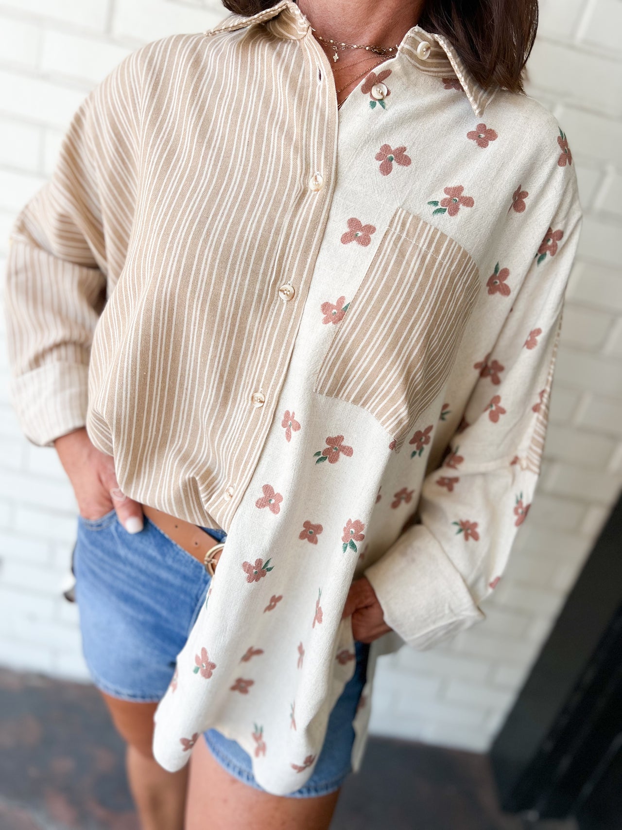 Floral/Stripe mix Top