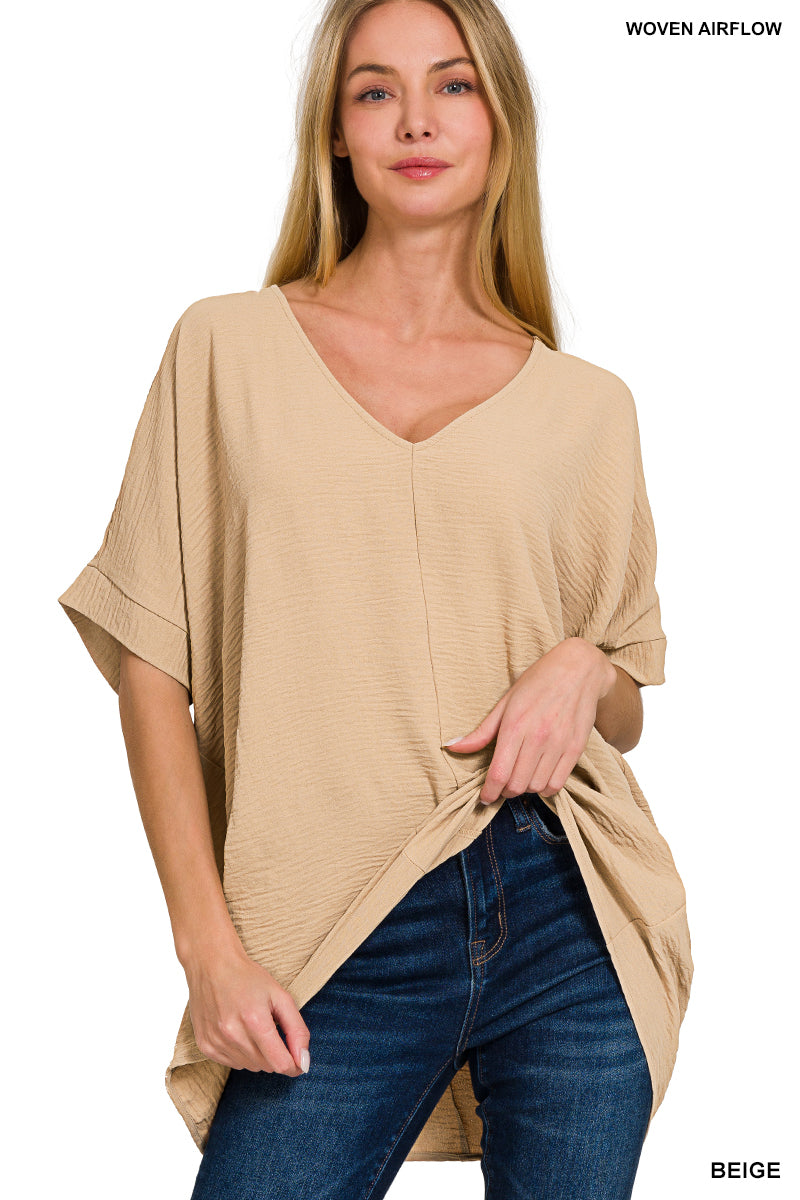 Woven Airflow V-Neck