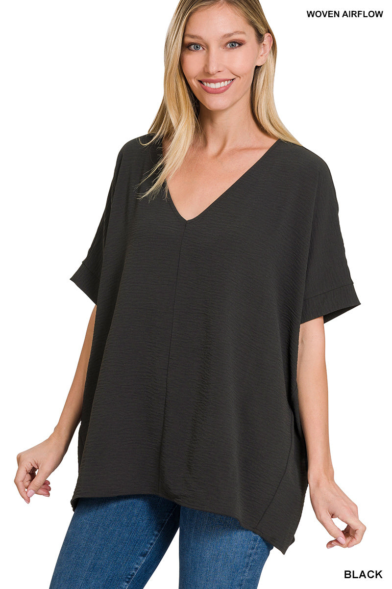 Woven Airflow V-Neck