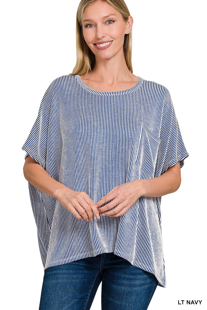 Corded Ribbed Oversized Top