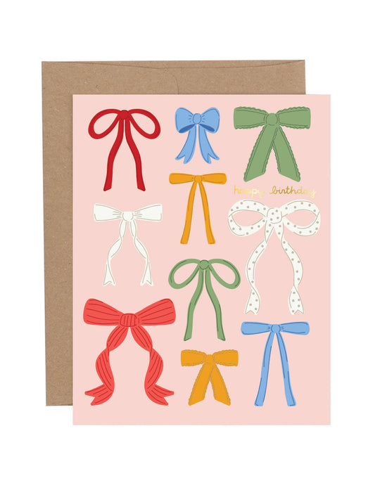 Happy Birthday Coquette Bows Greeting Card