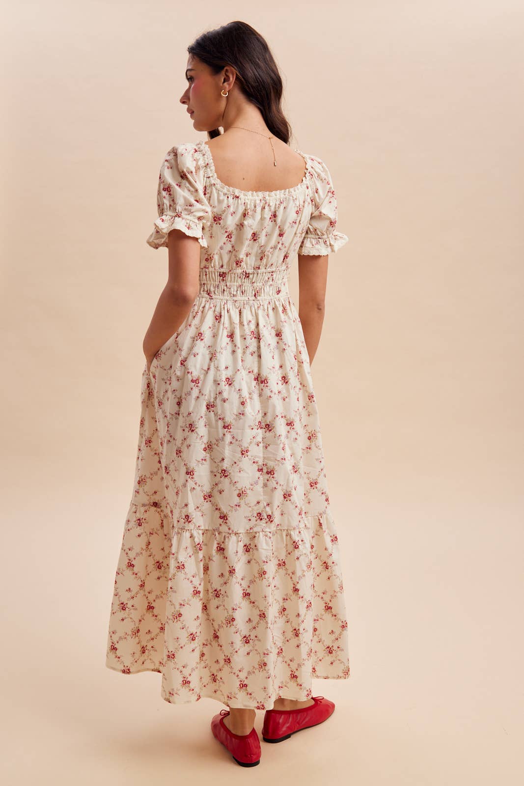 FLORAL SMOCKED MAXI DRESS