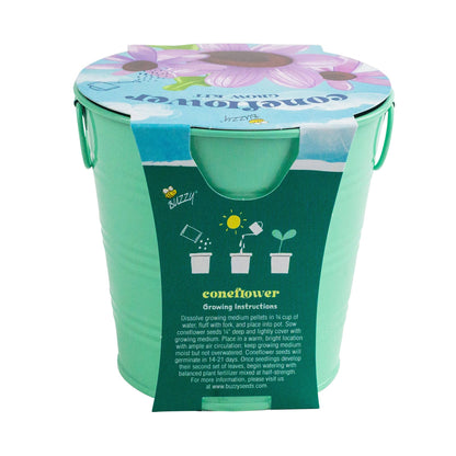 Buzzy Seeds Kids Flower Grow Pail - Coneflower Garden Kit