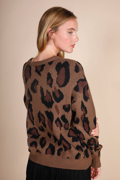 LEOPARD ROUND NECK SWEATER
