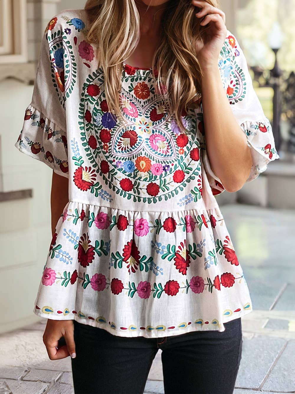 Boho Floral Blouse
