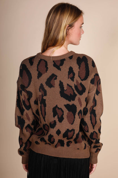 LEOPARD ROUND NECK SWEATER