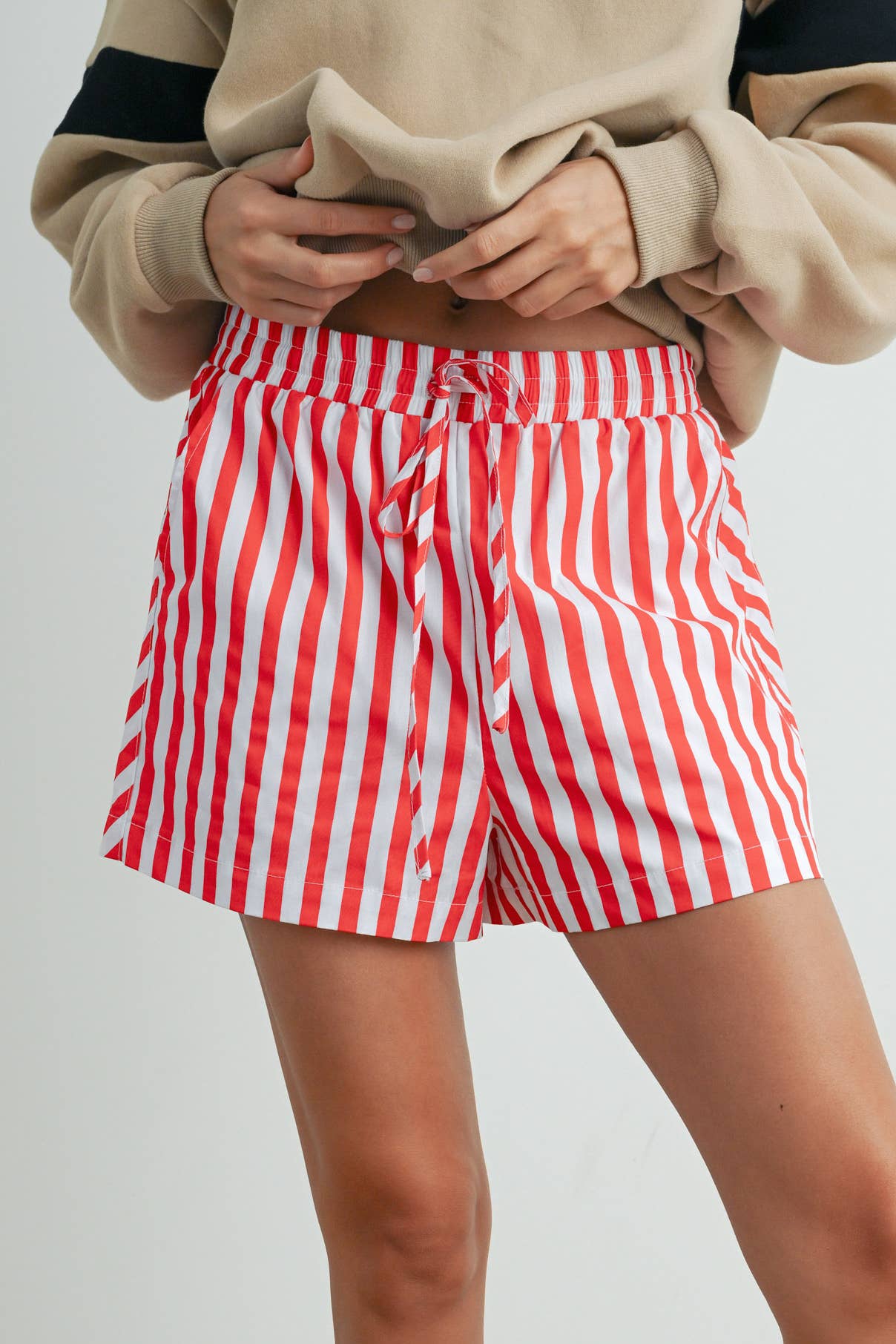 Striped Drawstring Pocket Boxer Shorts