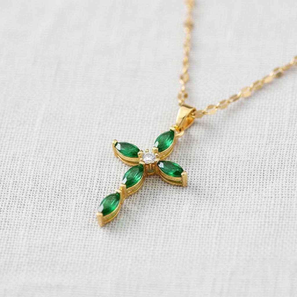 Titanium Cross Necklace with Full Crystal Design