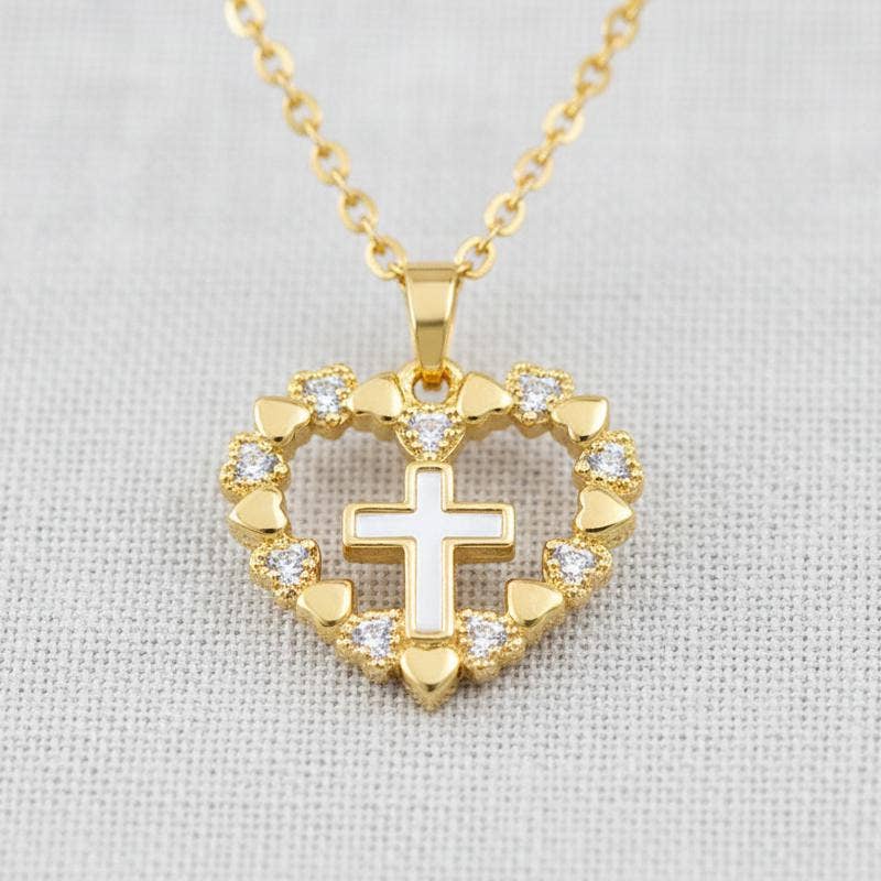 Luxury Heart Cross Crystal Necklace