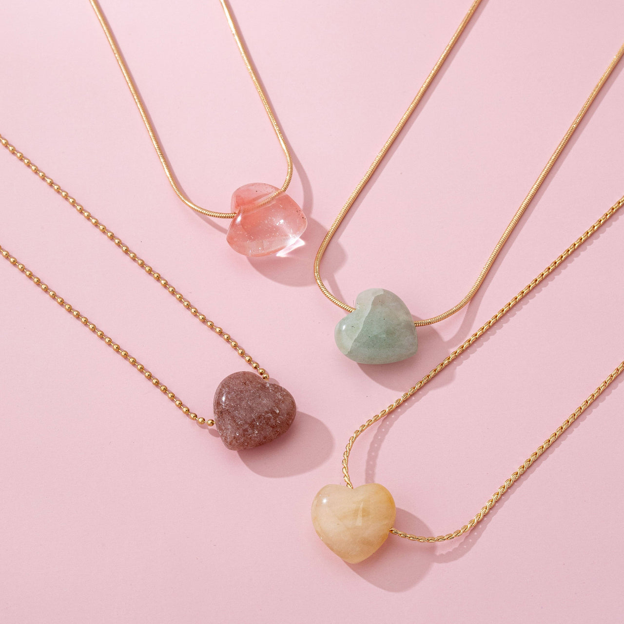 NATURAL STONE SEMI PRECIOUS HEART NECKLACE