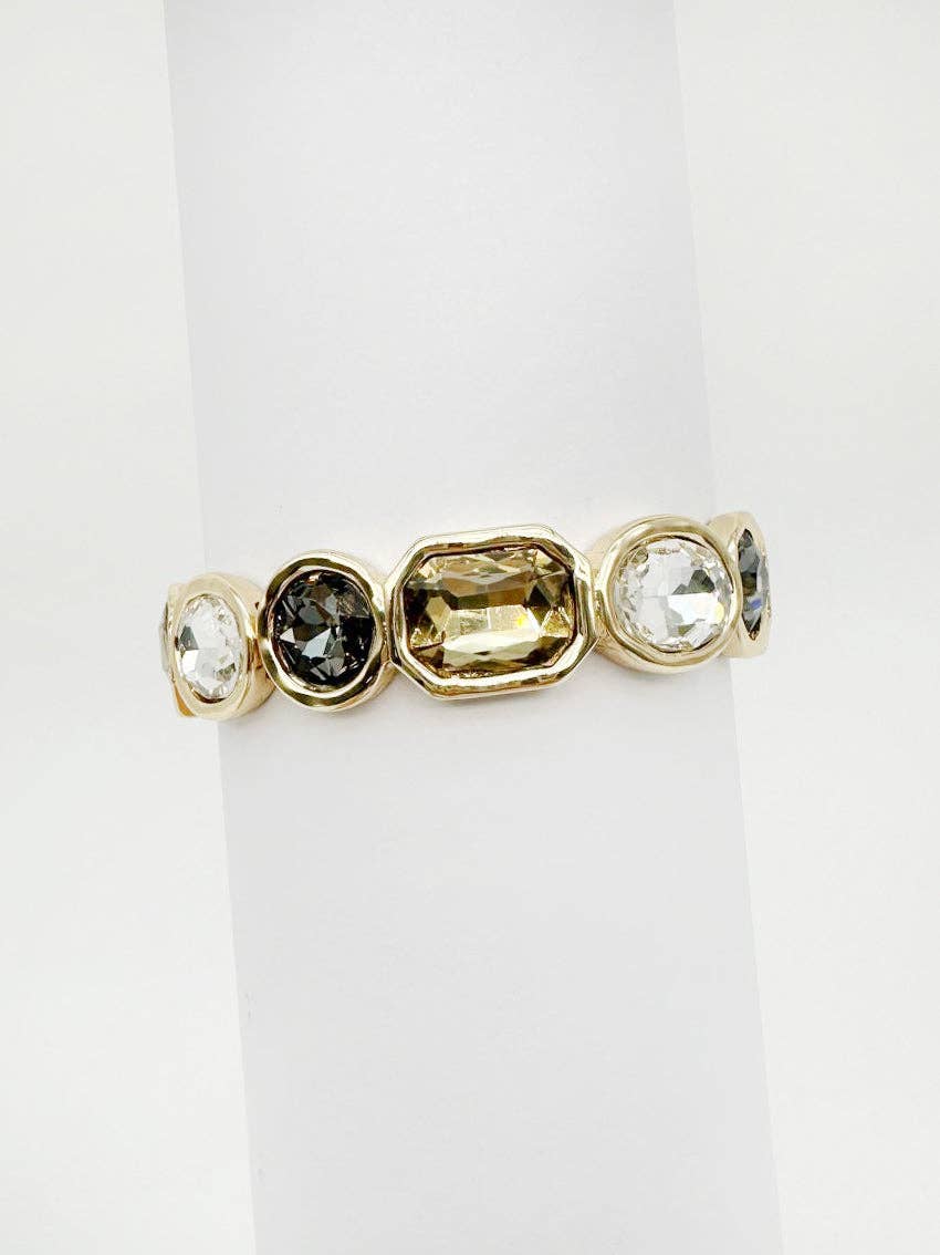 Grey Rectangle/Circle Crystal Stretch Bracelet