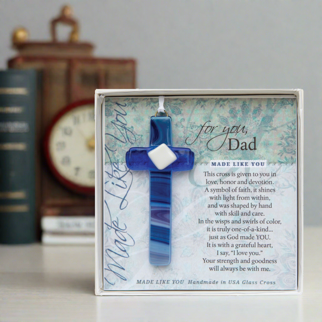 Dad Handmade Glass Cross