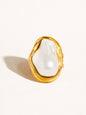 Cameron 18K Gold Non-Tarnish Classic Pearl Round Ring