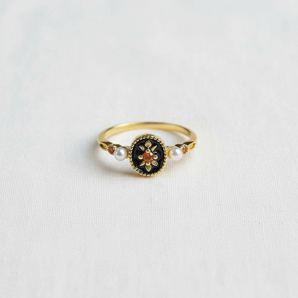 Vintage Enamel Drip Ring with Artistic Design